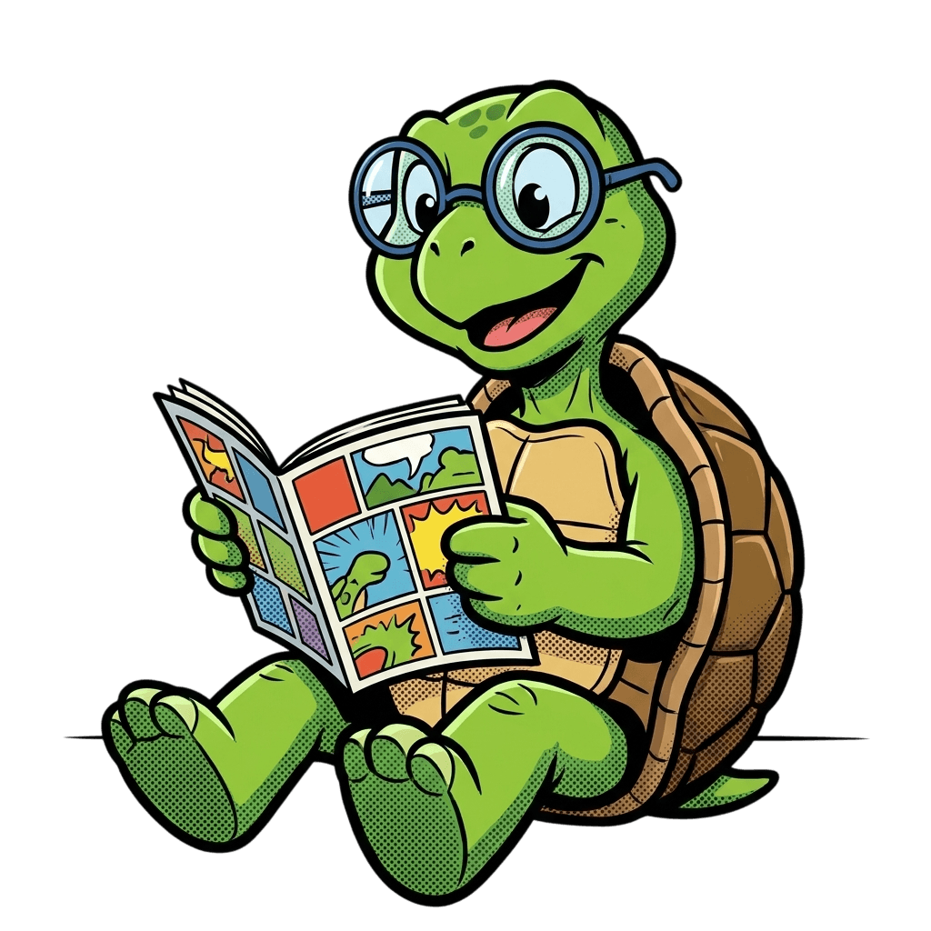 Mr. Turt reading a comic book